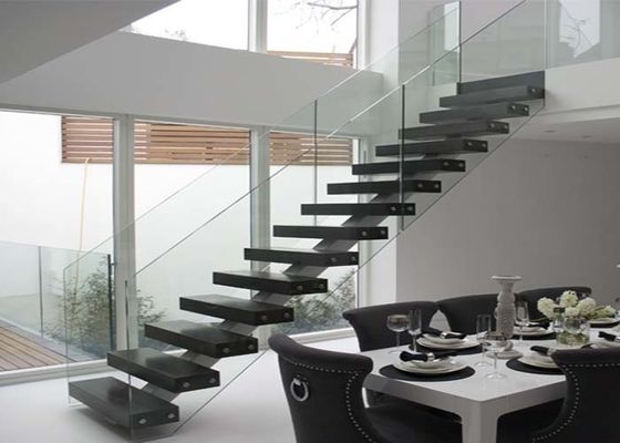 De Vlucht Rechte Treden van de villa Moderne Woonkamer met u-het Traliewerk van het Kanaalglas